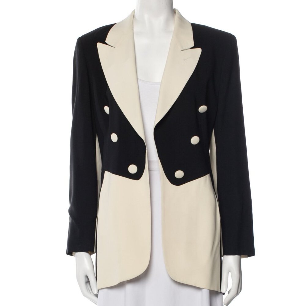 Moschino Couture Black Beige Tuxedo Blazer Made in Italy Size IT 42 - Picture 1 of 4